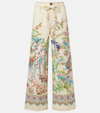 Etro Belted printed wide-leg jeans