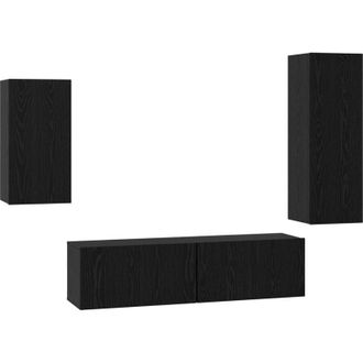 vidaXL Vidaxl - Conjunto De Mueble De Tv 4 Pcs Roble Negro 30.5 X 30 X 90 Cm