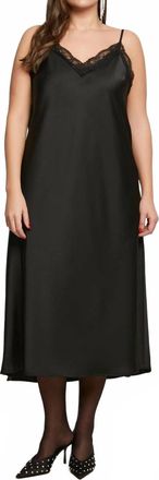 Mat Fashion Silky Midi Slip Dress In Black
