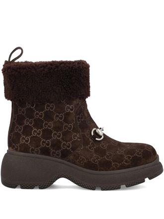 Gucci Horsebit GG ankle boots - Brown