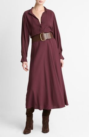 Vince Long Sleeve Shirtdress in Oxblood at Nordstrom, Size 14