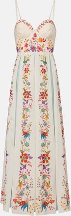 Farm Rio Floral pleated cotton-blend maxi dress