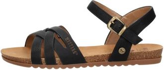 Mustang Platte sandalen - Dames - Sandalen - Zwart - 37 EU - Leer - Schoenen