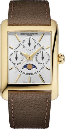 Frederique Constant Classic Carrée Moonphase Leather Strap Watch, 42.3mm x 30mm in Brown at Nordstrom