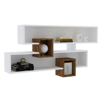 Dmora Estanter&iacute;a Roddino, 4 Estantes, Estructura Marr&oacute;n, Tono Roble, 120x22x75h Cm Blanco
