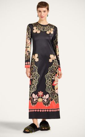 La DoubleJ Clingy Swing Dress in Cornucopia Plac&eacute;e Black at Nordstrom, Size X-Large