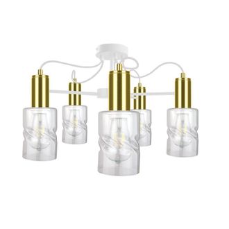 Netlighting Inger Multi Arm Semi Flush Ceiling Light White Gold 60cm 5x E27