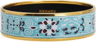 Hermès 1900s Wide Petits Chevaux de Hongrie 62 emaille armband - Blauw
