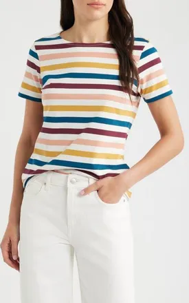 Seasalt Cornwall Sailor Stripe T-Shirt in Quad Scallion Rosehip at Nordstrom, Size 10
