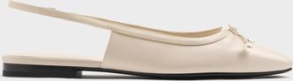 Charles & Keith Barbara Pearl-Embellished Bow Slingback Flats