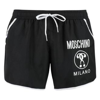 Moschino Mens Milano Logo Black Short Swim Shorts Textile - Size X-Small