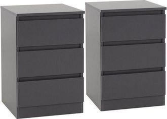 Seconique Seconique - Malvern 3 Drawer Bedside (pair) - L40 x W40 x H60 cm - Grey