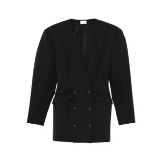 Andamane Jassen, Dames, Zwart, S, V-hals Double-Breasted Jas
