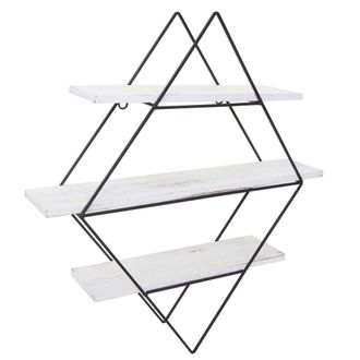 Hhg Estanter&iacute;a De Pared Hhg 842, Estanter&iacute;a Colgante Estanter&iacute;a, Dise&ntilde;o Industrial Madera Aut&eacute;ntica 60x55x12cm, Blanco Shabby