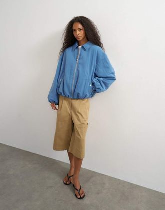 Topshop giacca bomber in nylon blu