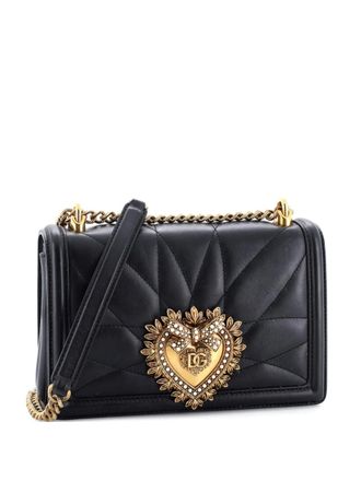 Dolce & Gabbana Devotion Full Flap Quilted Leather Medium shoulder bag - Zwart