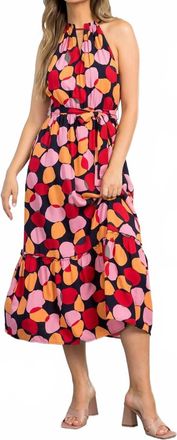 THML Clothing Miracle Midi Dress In Red Multi