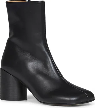 Maison Margiela Womens Ankle Boots Anatomic Nappa Leather Black Lama Fur