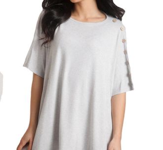French Kyss Supersoft Button Detail Poncho In Frost