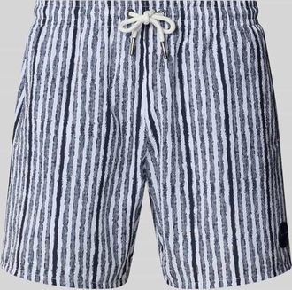 Colmar Relaxed Fit Shorts mit Logo-Applikation Modell Seersucker in Marine, Gr&ouml;&szlig;e XXL