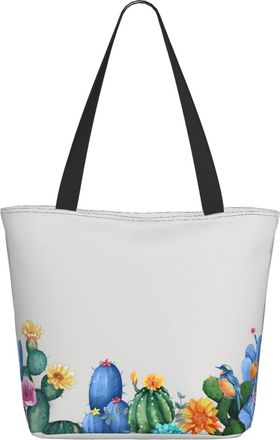 AOOEDM Watercolor Cactus-Flower And Bird Ladies Shopping Bag 13x11x7in.The Perfect ValentineS Day Gift.It Is The Best ValentineS Day Gift For Mom, Daughter, 