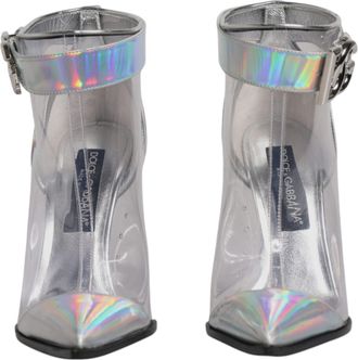 Dolce & Gabbana Silver Iridescent Pointed Short Boots Womens Shoes (Pre-Owned)