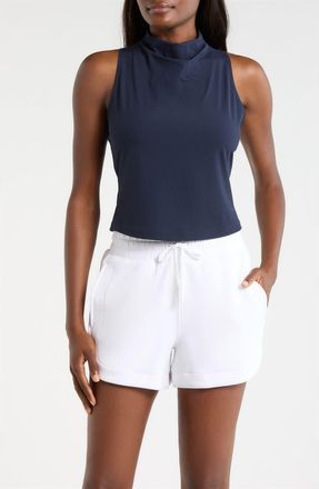Lord & Taylor Rib Funnel Neck Sleeveless Top in Navy Blazer at Nordstrom, Size X-Small