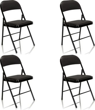 hjh OFFICE silla plegable Piel sintética Negro