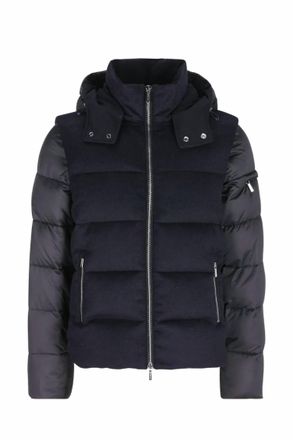 Moorer Mens Hooded Down Jacket In Blu