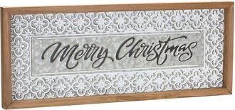 Melrose International Set Of 2 Ornate Metal Merry Christmas Sign