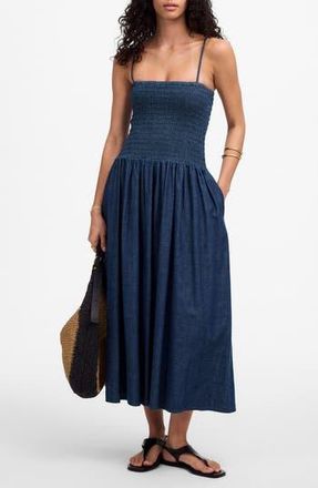 Madewell Smocked Midi Sundress in Rinse Wash at Nordstrom Rack, Size Large