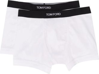 Tom Ford Witte katoenen logotailleband boxershorts - Heren - Onderbroek - Wit - 2XL - Katoen - Ondergoed