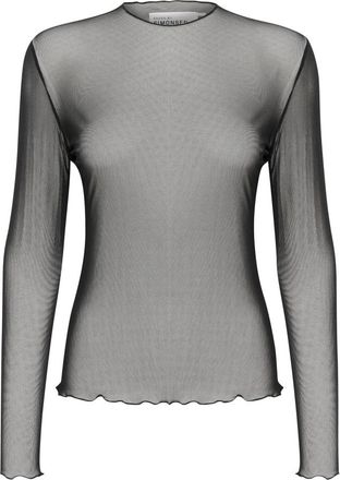 Karen by Simonsen Mesh Top Meteorite Lange Mouw Tee - Dames - Longsleeves - Zwart - XS - Polyester - Tops