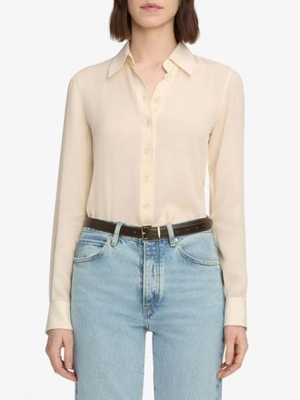 Frame Denim Textured Woven Button Shirt In Cream