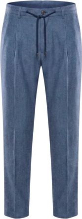 Moorer Rechte broek - Heren - Straight fit broeken - Blauw - M - Katoen - Broeken