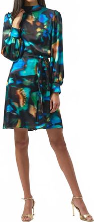 Joseph Ribkoff Satin Abstract Dress In Black Abstract