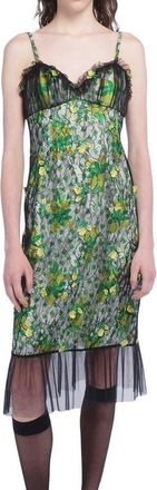 Anna Sui Rosebuds and Lace Combo Dress in Black Multi at Nordstrom, Size 0