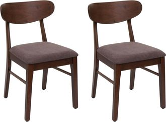 Hhg Nunca Usado] Juego De 2 Sillas De Comedor Hhg 698, Silla De Cocina Silla, Tela/textil Madera Maciza, Estructura Oscura, Topo