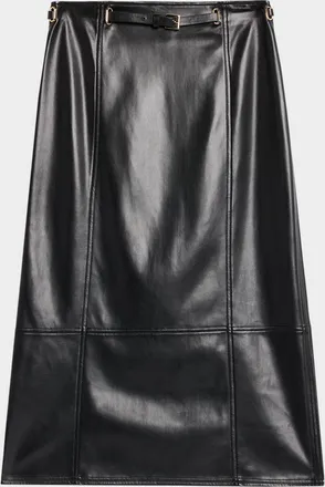 Milly Nico Faux-Leather Midi Skirt