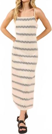 Sadie & Sage Way Out Zig Zag Weave Maxi Dress In Ivory Navy