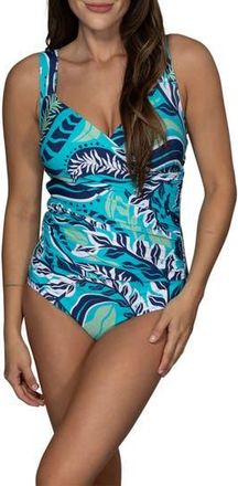 Jantzen Surplice One-Piece Swimsuit in Calypso Blue at Nordstrom Rack, Size 6