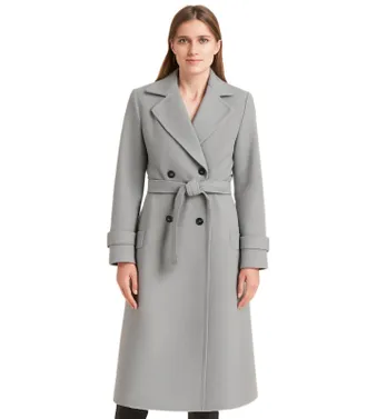 Generic Womens Coats Winter Single Breasted Wool Blend Jacket Causal Lapel Collar Belted Button Elegant Coat Windbreaker Jacket Ladies Long Sleeve Tops Mid-Le