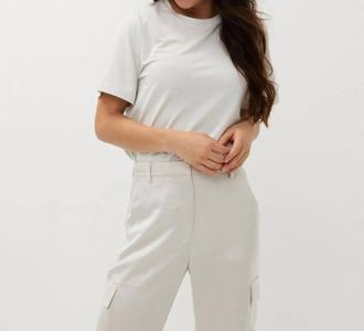 Esqualo Samia Short Sleeve Wide Fit Lurex T-Shirt In Light Stone
