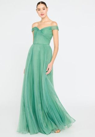 Theia Lisbeth Pleated Gown in Lilypad Green at Nordstrom, Size 6