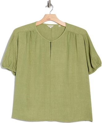 Max Studio Bubble Short Sleeve Top in Heather Leaf at Nordstrom Rack, Size 2X