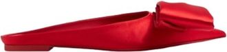 Ferragamo Asymmetric-Bow Satin Mules, Size 6.5