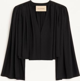 Valentino Giacca In Sabl&eacute; Raso Con Arriccio Donna NERO 38