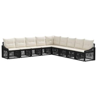 vidaXL Conjunto De Sof&aacute;s De Jard&iacute;n 9 Pcs Negro Rat&aacute;n Sint&eacute;tico Vidaxl