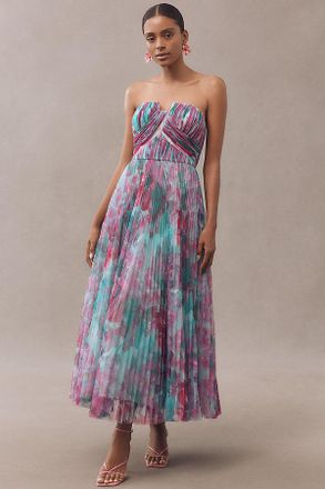 Hutch Corene Strapless Floral Tulle A-Line Midi Dress