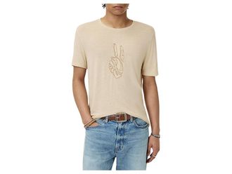 John Varvatos Cording Peace T-Shirts KG6971F25 Mens T Shirt Twine : SM, Linen/Modal